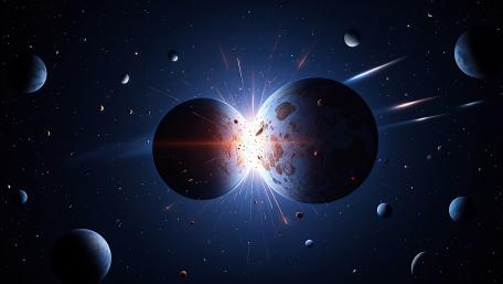Planetary Collision in Deep Space wallpaper