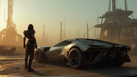 Futuristic Vision Unleashed in Cyberpunk Realm wallpaper