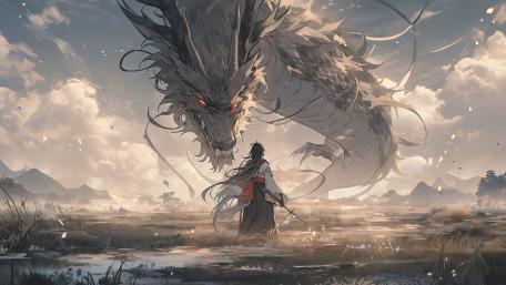 Mystical Encounter with a Majestic Dragon wallpaper