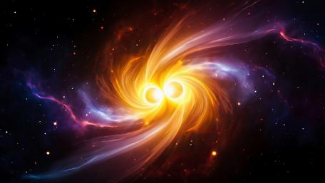 Dual Cosmic Vortex: A Galactic Dance wallpaper