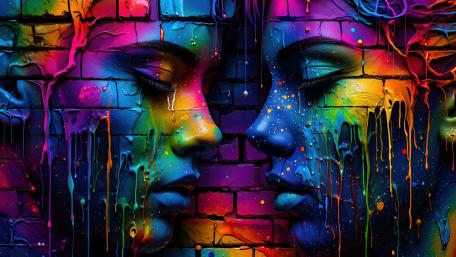 Melting Cosmic Faces wallpaper