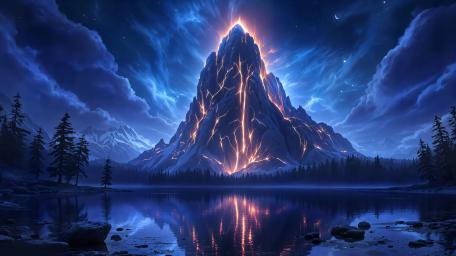Mystical Mountain Ablaze at Dusk wallpaper