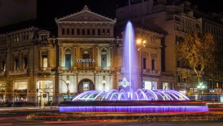 Fountain of Lights in Barcelona Nightscape wallpaper