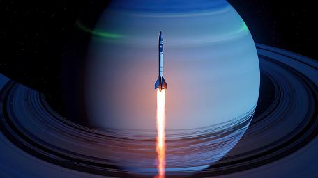 Rocket Near An Alien Planet wallpaper