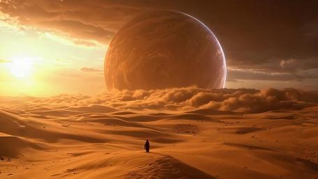 Voyager Across Endless Desert Dunes wallpaper