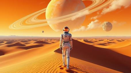 Astronaut in a Surreal Desert wallpaper