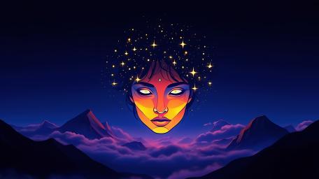 Mystical Celestial Vision in Vibrant Colors wallpaper