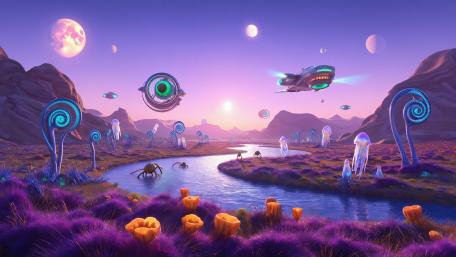 Otherworldly Dreams in Alien River Valley wallpaper