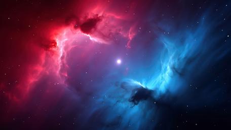 Nebula Dreamscape in Red and Blue Hues wallpaper