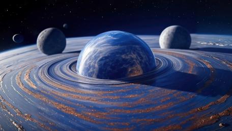Mystical Planetary Rings in the Cosmic Abyss wallpaper