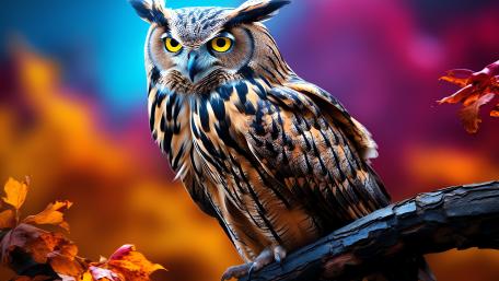 Vibrant Owl Amidst Autumn Colors wallpaper
