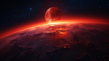 Red Planet Horizon in AI Universe Art wallpaper