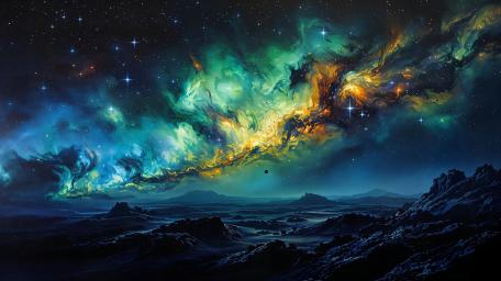 Ethereal Cosmic Vortex in an Alien Sky wallpaper