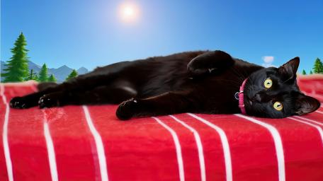 Midday Dream with a Black Cat wallpaper
