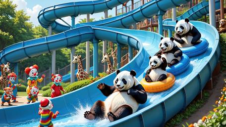Panda Adventures at the Water Park wallpaper
