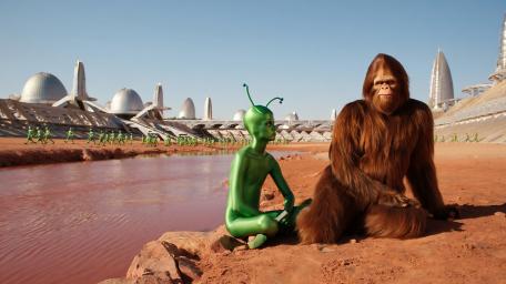 Bigfoot Visiting Mars With A Buddy wallpaper