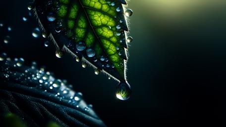 Water droplets on a leaf wallpaper