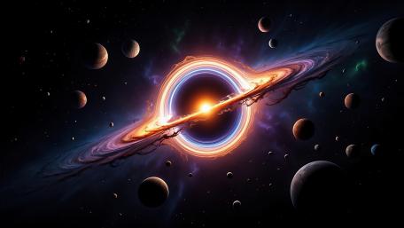 Ethereal Cosmic Dance of Planets and Light wallpaper