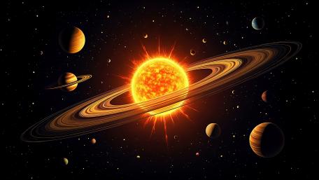 Burning Ringed Planet wallpaper