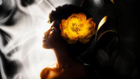 Vibrant Beauty in Bloom: An Artistic Portrait wallpaper