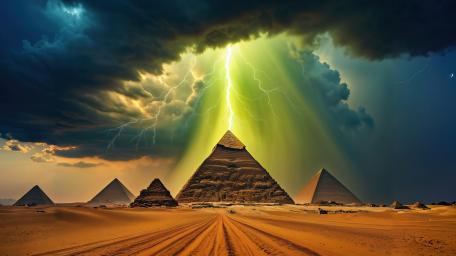 Green Lightning on a Pyramid wallpaper