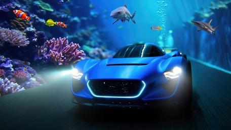 Supercar Odyssey Through Underwater Worlds wallpaper