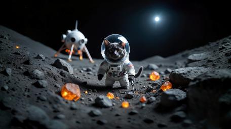 Astronaut Cat's Moon Adventure in 8K Glory! wallpaper