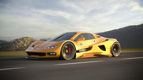 Futuristic Supercar on Open Road wallpaper