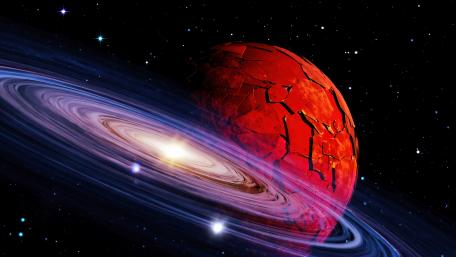 Red Planet Storm in Deep Space wallpaper