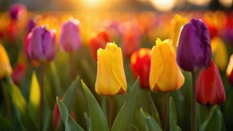 Tulip Symphony in Sunset Glow wallpaper
