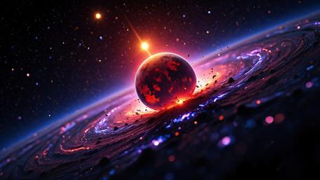 Red Planet Radiance in the Cosmos wallpaper
