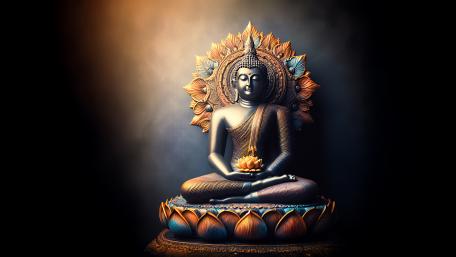 Meditating Gautama Buddha statue wallpaper