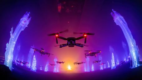 Drone Armada in a Luminous Realm wallpaper