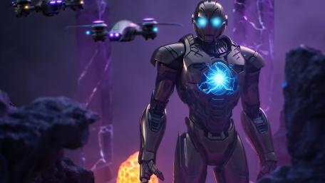 Mecha Guardian in a Futuristic Realm wallpaper