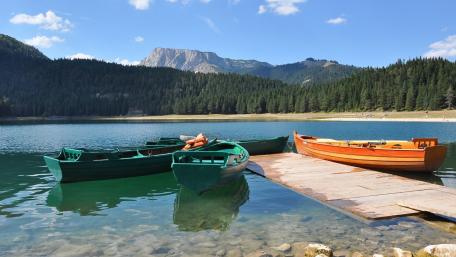 Serene Boats on Crno Jezero Lake wallpaper