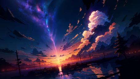 Anime Dreamscape at Nightfall wallpaper