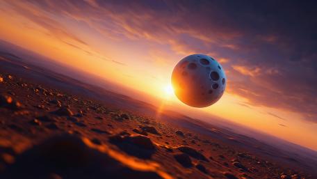 Mystical Celestial Sphere Over Alien Landscape wallpaper