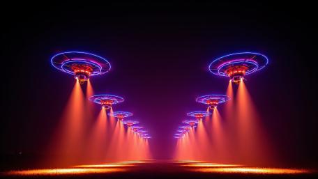 Neon Drones in Perfect Formation wallpaper