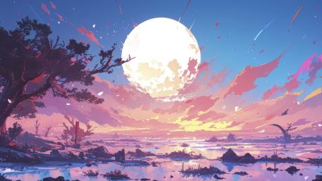 Supermoon Serenity in Anime Style wallpaper