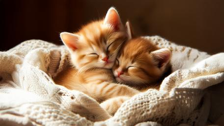 Cuddled up kittens wallpaper