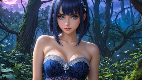 Enigmatic Beauty in a Mystical Forest wallpaper