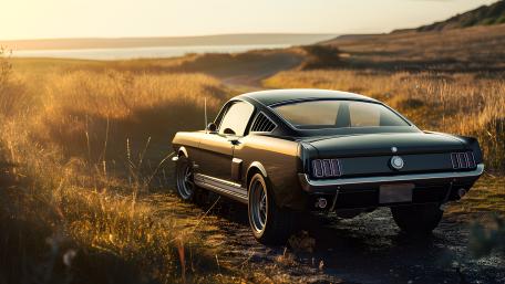 Vintage Ford Mustang at Sunset wallpaper