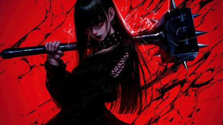Gothic Warrior in a Dark Anime World wallpaper
