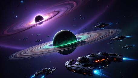 Twin Planets Odyssey in a Futuristic Space Realm wallpaper