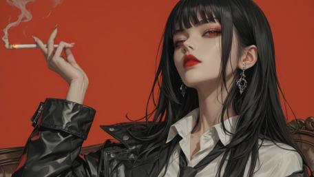 Smoking Mystery in Crimson Fantasy wallpaper
