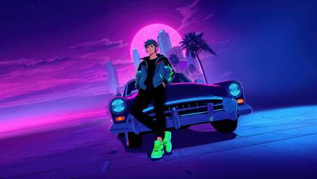 Neon Dreamscape Anime Adventure wallpaper