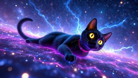 Black Cat's Cosmic Journey wallpaper