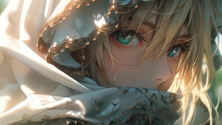 Golden Gaze Beneath the Scarf wallpaper