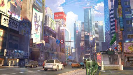 Anime Cityscape: Vibrant Streets of Akihabara in 4K wallpaper