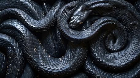 Enigmatic Black Snake Coils wallpaper